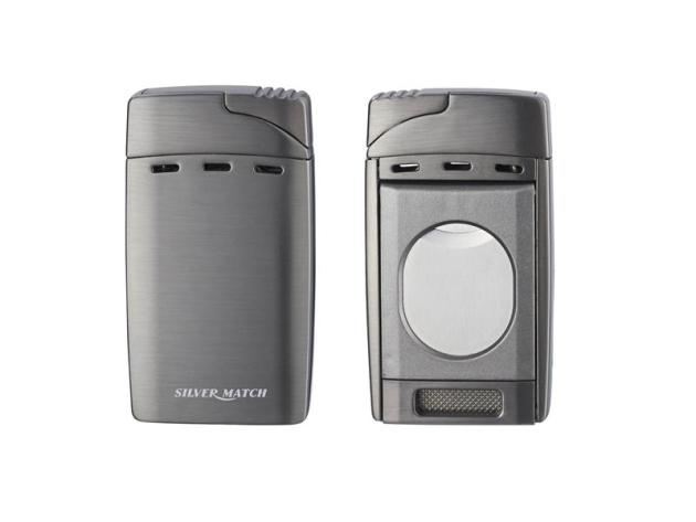 Zigarrenfeuerzeug "Andorre", Doppelte blaue Flamme, mit Zigarrenschneider