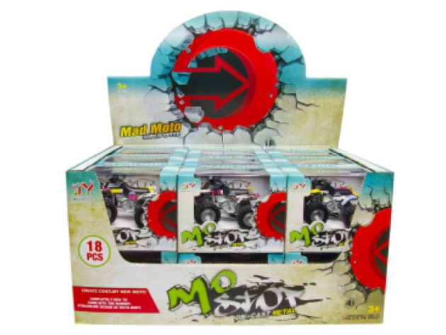 Spielzeugautos "Quad" versch. Muster, 6-fach sortiert, 18er Display