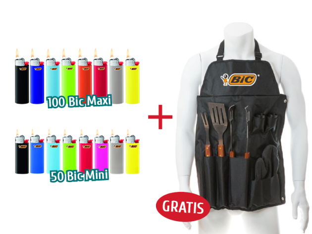 BIC Sommeraktion 100x  Maxi J26 Feuerzeuge + 50x BIC Mini J25  Feuerzeuge + BIC BBQ-Grillset GRATIS