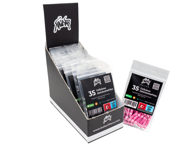 Kailar pink, Slim Size, 35er Pack, Ø 5,9mm, Aktivkohlefilter, 10er Display