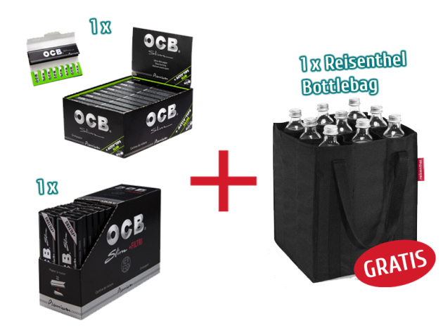 Aktion OCB Limited Edition" Activ Tips & Filter Display & OCB KS Schwarz Premium Slim Display + Reisenthel Bottlebag GRATIS