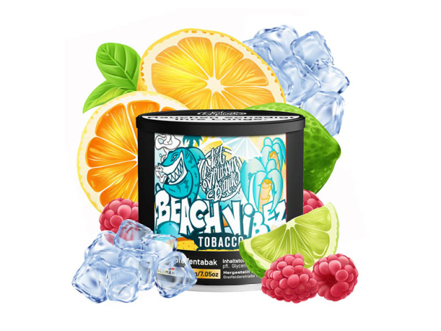 187tobacco - Beach Vibez (Himbeere, Limette, Minze, Orange) - 200g