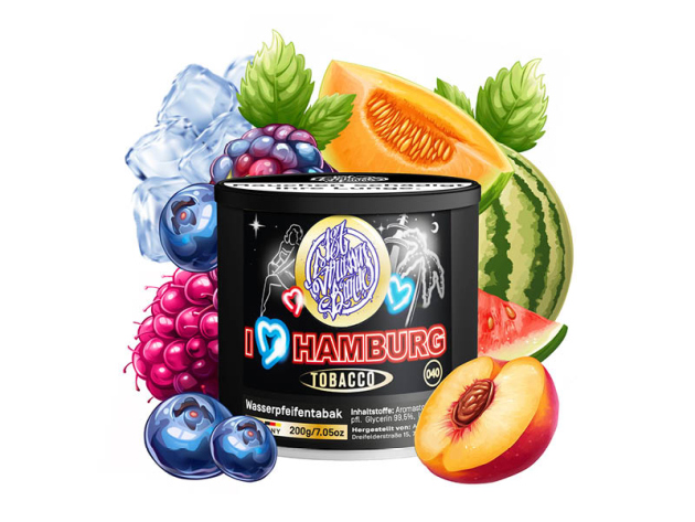 187tobacco - I love Hamburg (Beerenmix, Honigmel., Waldb., Wasserm.) - 200g