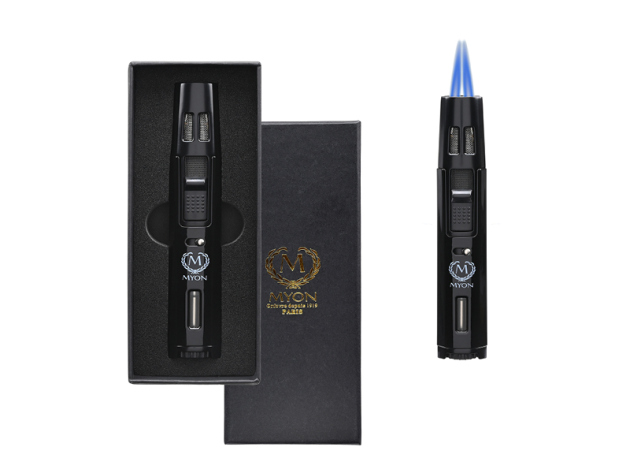 Sturmfeuerzeug "Myon" schwarz, 2er Jet-Flame, inkl. Box