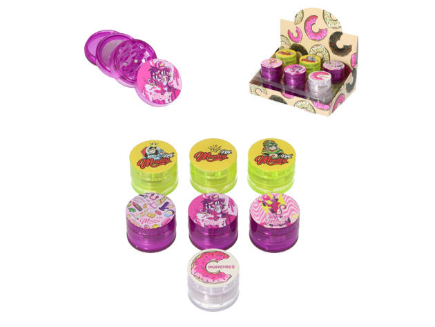 Grinder "Monkey King" Kunststoff-transp., versch. Motive; 3-tlg.; Ø 5cm, 12er Display