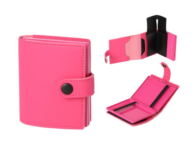 Zigarettenetui "Angelo" Pink Metall, für 18 Zig., mit Gummiband, Geld+Kartenfach