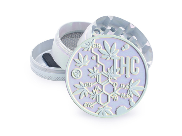 Grinder Metal  "THC Molecule" Icy Pearl; 4-tlg.; Ø 50mm