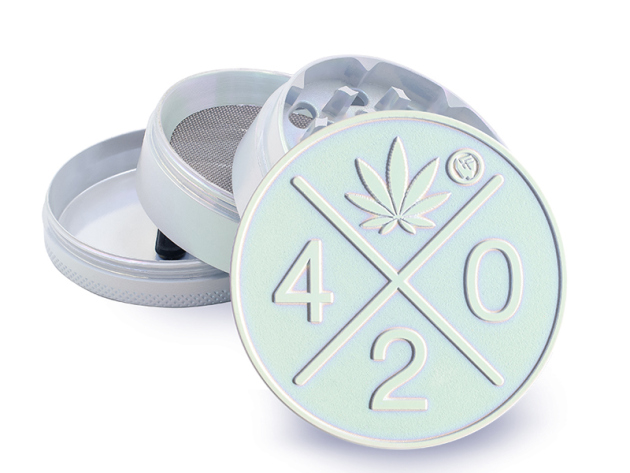 Grinder Metal  "420 Logo" Icy Pearl; 4-tlg.; Ø 60 mm