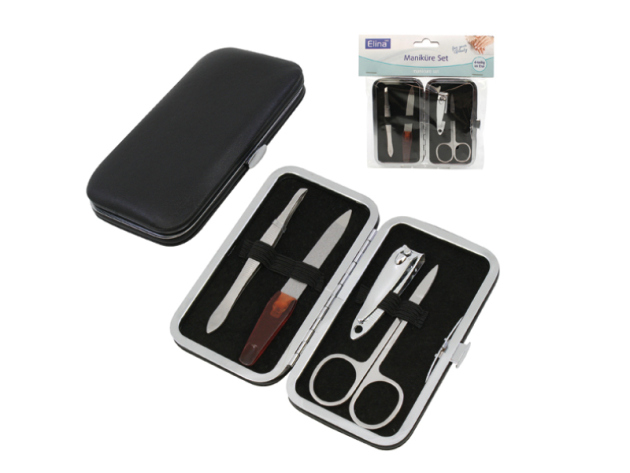 Nagel- und Manikürset, 4-tlg. im Kunstleder-Etui, 11x6cm