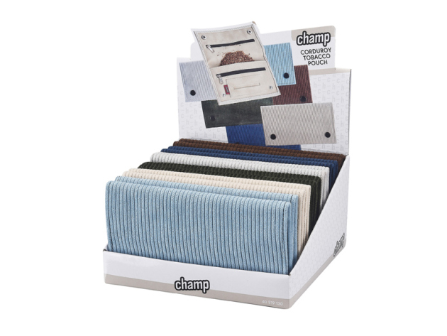 Tabakbeutel "Courduroy"; 6-fach sortiert, 12er Display