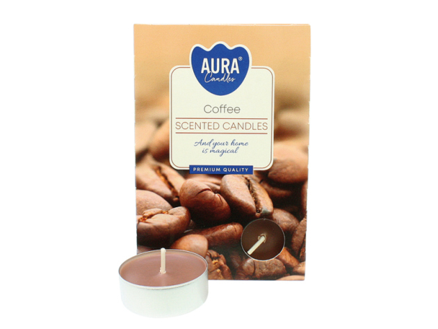 Teelicht Duft in Faltschachtel "Kaffee", 6er Pack