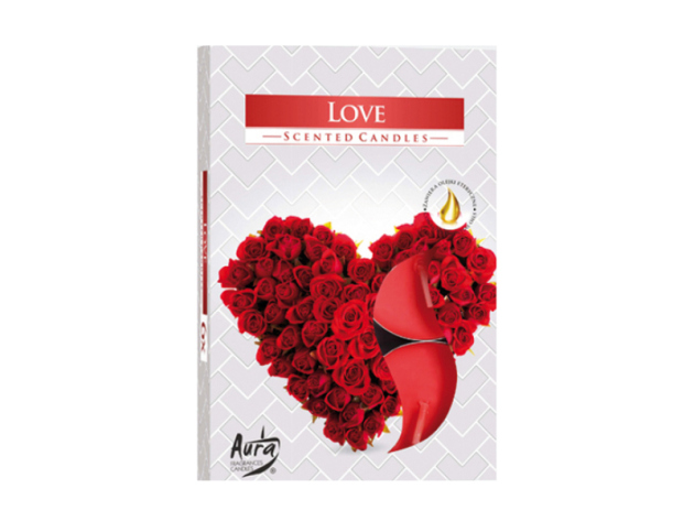 Teelicht Duft in Faltschachtel "Liebe", 6er Pack