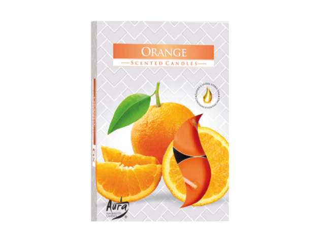 Teelicht Duft in Faltschachtel "Orange", 6er Pack