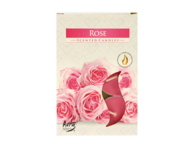 Teelicht Duft in Faltschachtel "Rose", 6er Pack