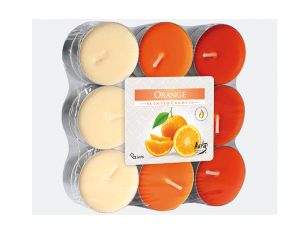 Teelicht Duft in Blockpackung "Orange", 18er Pack