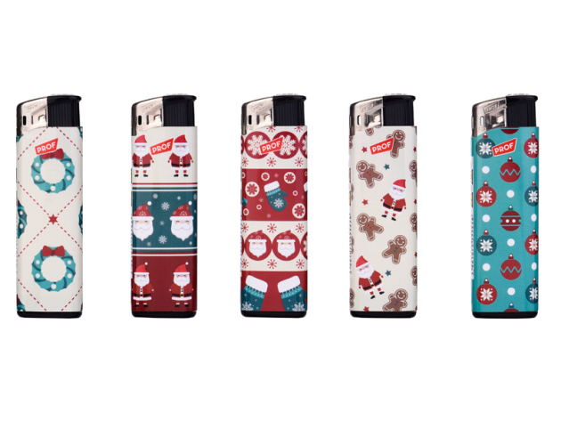 Elektrofeuerzeuge "XMAS Pattern"; 5-fach sortiert; 50er Display