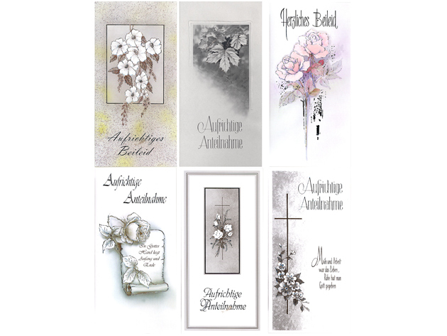 Trauer-Karte mit Umschlag, 21x11cm, sort. Motive, einzeln