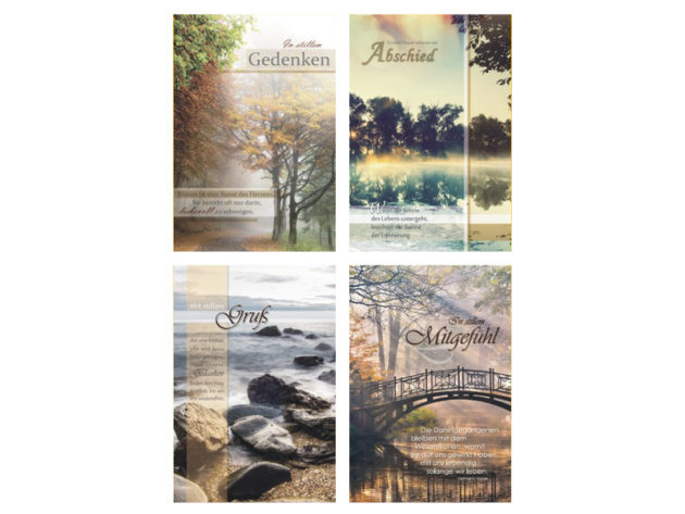 Trauer-Karte mit Umschlag "Sprüche", 4-fach sortiert, einzeln