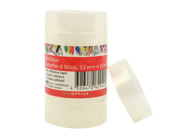 Klebefilm transparent 6 Rollen, 10mx12mm