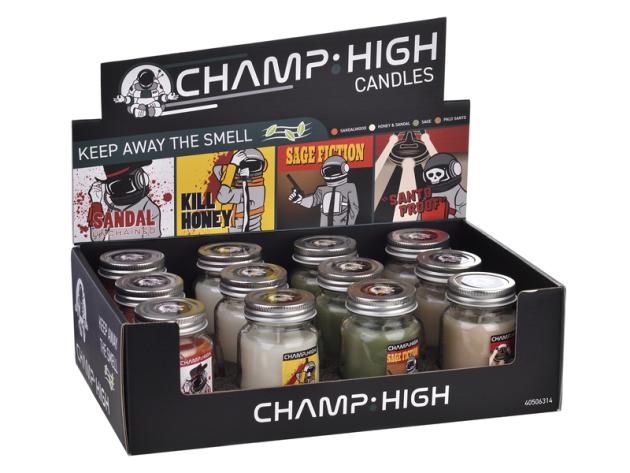 Duftkerze "Quentin Tarantino" im Glas - 4-fach sortiert - 12er Display