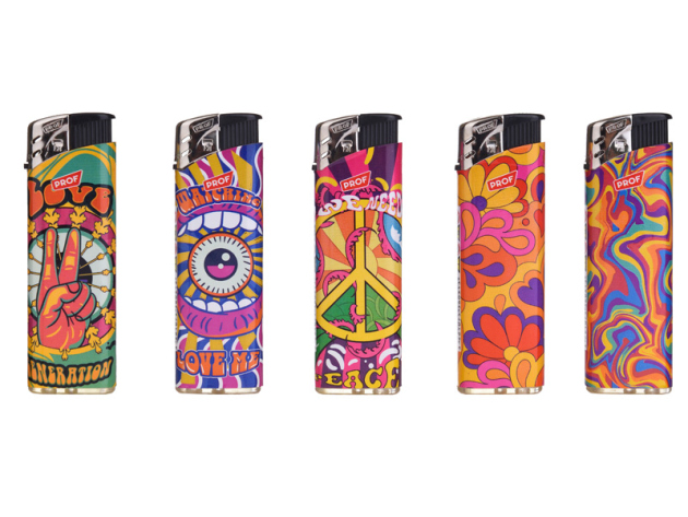 Elektrofeuerzeuge "HIPPIE",  5-fach sortiert, 50er Display