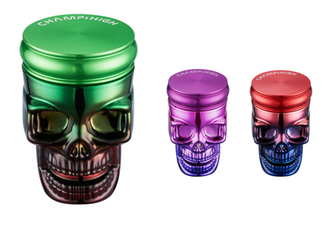 Grinder "Skull Head"; 3-tlg., Ø 4,5 cm, 3-fach sortiert;  einzeln