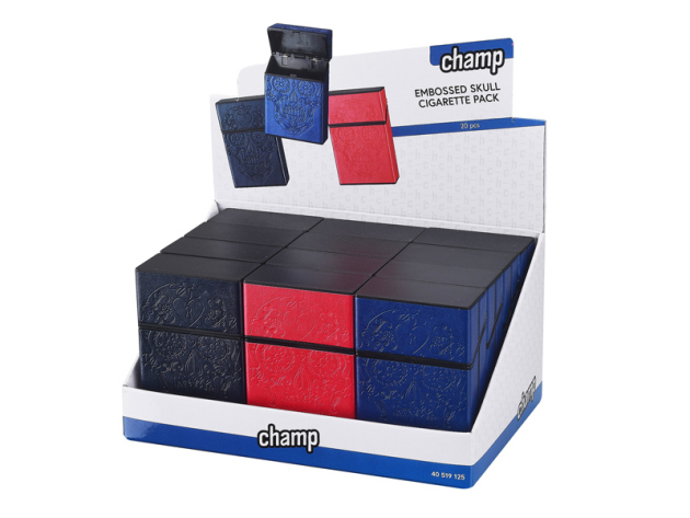 Zigarettenboxen "Skull" für 20 Zig., 3-fach sortiert, 12er Display