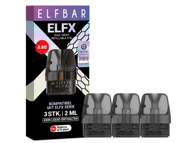 ELFBAR ELFX - Refillable Pod - Mesh Coil 0,6 Ohm, 2 ml, 3er Set