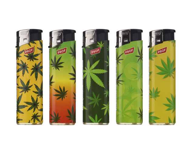 Elektrofeuerzeuge "RASTA LEAVES", 5-fach sortiert, 50er Display