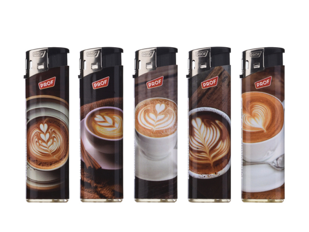 Elektrofeuerzeuge "COFFEE", 5-fach sortiert, 50er Display