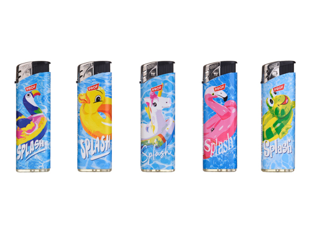 Elektrofeuerzeuge "Splash", 5-fach sortiert, 50er Display