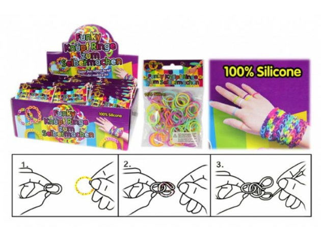 Funky Knüpf Ringe Silicon 48 Tüten Display