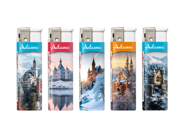 Elektrofeuerzeuge "WINTER CASTLE", 5-fach sortiert, 50er Display