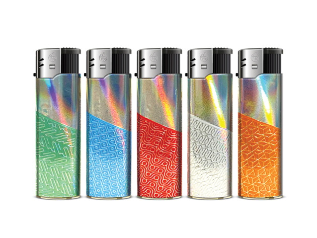 Elektrofeuerzeuge "RAINBOW PATTERNS", 5-fach sortiert, 50er Display