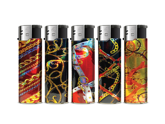 Elektrofeuerzeuge "ELEGANZA", 5-fach sortiert, 50er Display