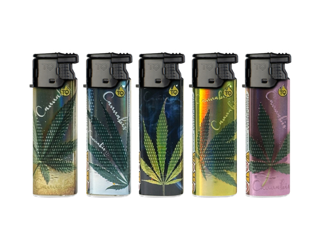 Sturmfeuerzeuge "Shiny Cannabis" Turbo, 5-fach sortiert, 25er Display