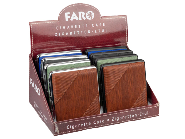 Zigarettenetuis "Klassisch" für 20 Zig., mit Gummiband, 4-fach sortiert, 8er Display