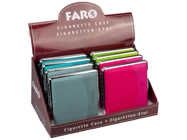 Zigarettenetuis "Strick-Muster" für 20 Zig., mit Gummiband, 4-fach sortiert, 8er Display