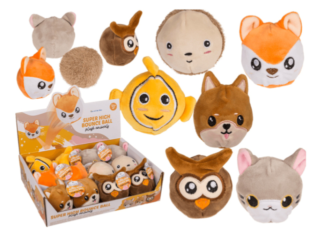 Super High Plüsch-Springbälle, 12er Display