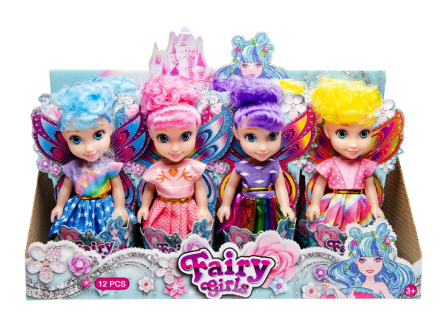 Puppe Fee Mädchen, 4-fach sortiert, 12er Display