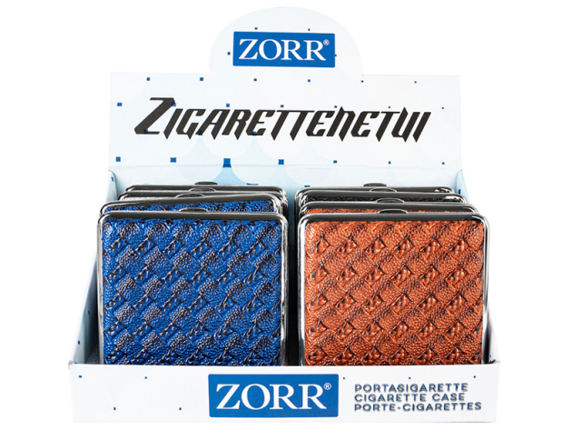 Zigarettenetuis "PU-Leder" für 20 Zig., mit Gummiband, 4-fach sortiert, 8er Display