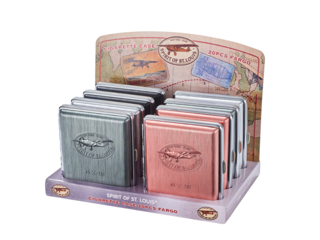 Zigarettenetuis "Fargo" für 20 Zig., mit Spange, 4-fach sortiert, 8er Display