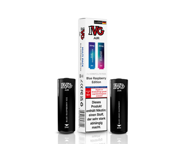 IVG AIR - Prefilled Pod - Blue Raspberry Edition - Blue Raspberry Ice (Himbeere, Eis) & Blue Sour Raspberry (saure Himbeere) - 20mg - 2er Set