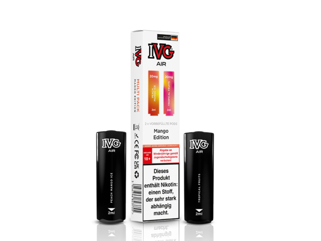 IVG AIR - Prefilled Pod - Mango Edition - Peach Mango Ice (Pfirsich, Mango, Eis) & Tropical Fruits (Tropische Früchte) - 20mg - 2er Set