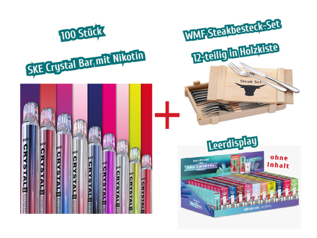 Aktion 100x SKE Crystal Bar & WMF Steakbesteck-Set + Leerdisplay