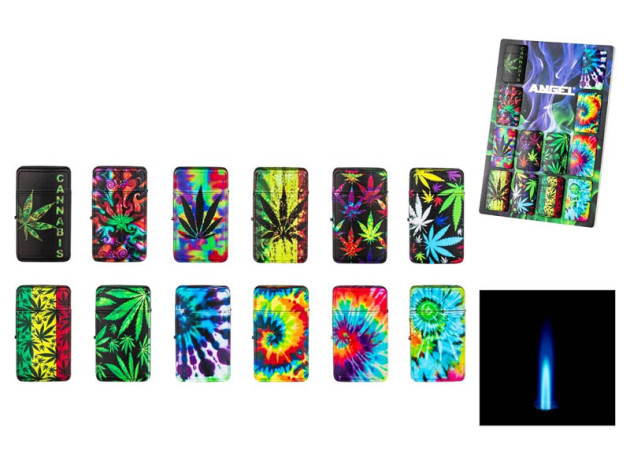 Sturmfeuerzeuge "Crazy Hemp" bunt, Jet-Flame, 12er Display