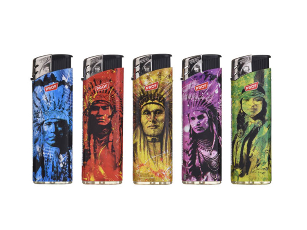 Elektrofeuerzeuge "AMERINDIANS", 5-fach sortiert, 50er Display