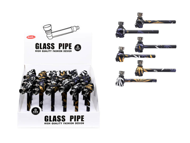 Glaspfeifen "Skull Head Schwarz", 24er Display