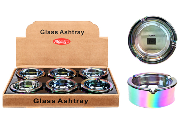 Aschenbecher "Rainbow" Glas Ø 100mm; 6er Display