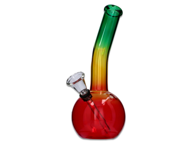 Glasbong "Rasta Round Bent" transp; Höhe 20 cm; Ø 2,4 cm